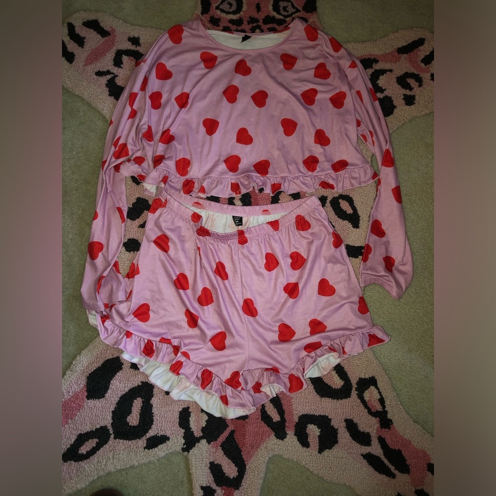 Pink and Red Heart Pajama Set